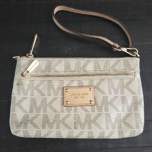Michael Kors Gold and Cream Wristlet